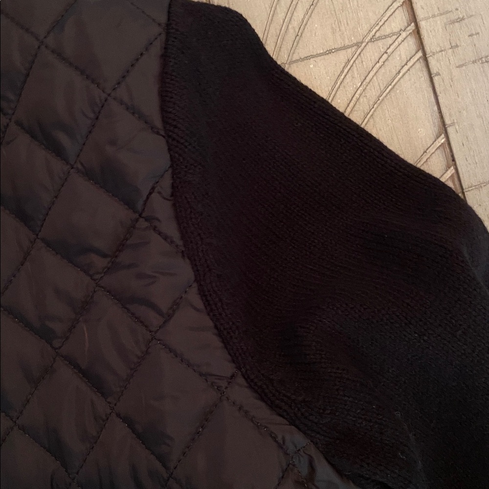 Denim & Co. Quilted Mixed Media Zipper Front Sweater Jacket Black S New - Picture 6 of 11